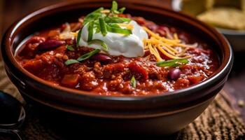 ai généré fraîcheur et pimenter améliorer cette fait maison végétarien soupe généré par ai photo