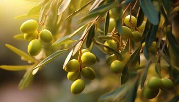 ai généré Frais vert olive bifurquer, symbole de méditerranéen culture généré par ai photo