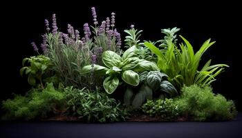 ai généré fraîcheur de vert les plantes dans la nature magnifique bouquet généré par ai photo