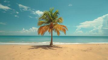 ai généré magnifique paume arbre sur une plage photo