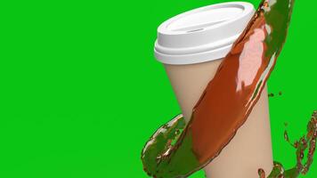 café tasse sur vert Contexte pour chaud boisson concept 3d le rendu. photo