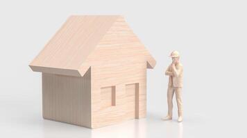 le ingénieur et maison bois pour bâtiment ou propriété concept 3d le rendu. photo