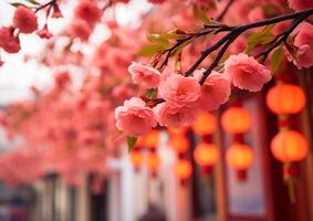 ai généré fraîcheur et beauté dans nature, Cerise fleurs décorer le en plein air généré par ai photo