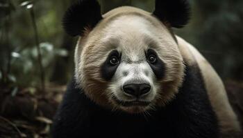 ai généré mignonne Panda et maki séance dans tropical forêt tropicale généré par ai photo