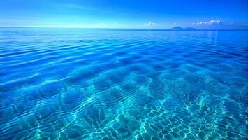 ai généré calme des eaux avec bleu ciel toile de fond photo