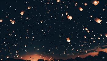 ai généré embrasé lanternes éclairer le nuit, célébrer une traditionnel Festival généré par ai photo