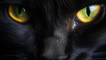 ai généré mignonne chaton en regardant, duveteux fourrure, vert yeux généré par ai photo
