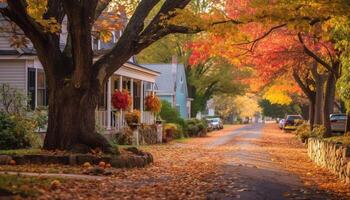 ai généré vibrant l'automne feuilles peindre la nature beauté dans octobre généré par ai photo