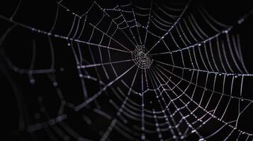 ai généré effrayant Halloween Contexte avec noir dentelle araignée la toile silhouette contre une foncé toile de fond, ai généré. photo