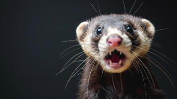 ai généré une humoristique furet pairs par une déchiré trou dans une contraste pastel Couleur papier arrière-plan, ai généré photo