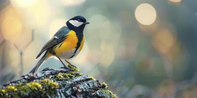 ai généré aperçus de la nature. macro la photographie capturer le beauté de une oiseau dans doux pastel tons, renforcée par rêveur bokeh Contexte. photo