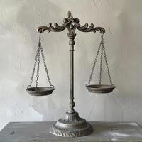 ai généré ornemental Balance de justice. symbolisant équilibre et équité. photo