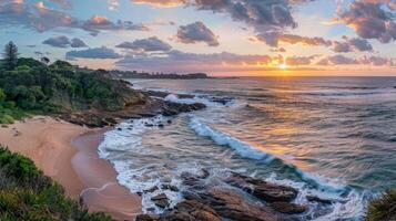 ai généré le coucher du soleil à le plage photo