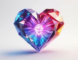 ai généré magnifique cœur comme une symbole de l'amour dans le forme de une diamant photo