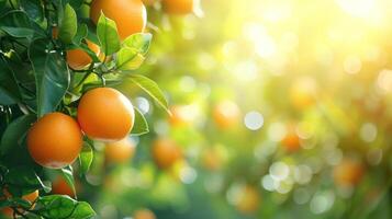 ai généré Orange arbre dans le coin dans plus de flou Contexte photo