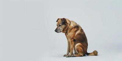 ai généré photoréaliste image de une triste chien attendre pour ses propriétaire photo