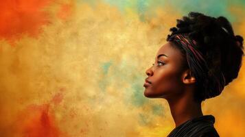 ai généré portrait de magnifique africain américain femme sur grunge Contexte. noir histoire mois concept. photo