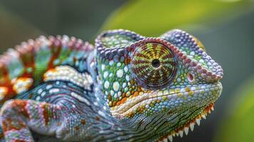 ai généré la nature Maître de déguisement, une captivant portrait de une caméléon dans ses sauvage habitat photo