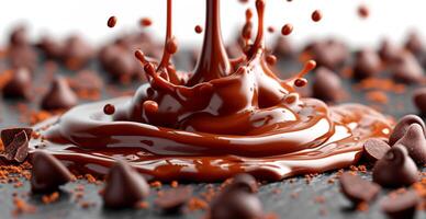 ai généré liquide chocolat, Lait crème Chocolat - ai généré image photo