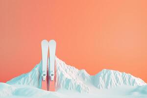ai généré ski et Montagne intervalle dans le concept de hiver des sports et des loisirs photo