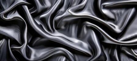 ai généré luxueux noir soie en tissu texture idéal pour création une délicat et élégant Contexte conception. photo