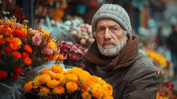 ai généré messieurs hommage. fleurs de appréciation photo