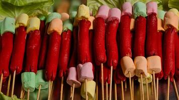 Hot-dog et guimauve brochette photo