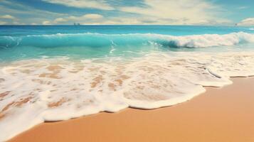 ai généré paysage marin avec bleu mer et blanc le sable photo