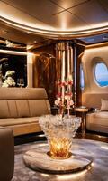 ai généré intérieur de une luxe affaires jet avion. luxe Voyage. ai génératif photo