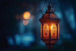 ai généré arabe lanterne dans le nuit. Ramadan concept photo