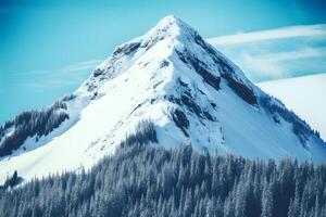 ai généré panorama de neige Montagne intervalle paysage avec bleu ciel. neural réseau ai généré photo