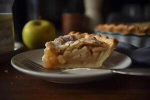 ai généré fait maison Pomme tarte. neural réseau ai généré photo