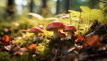 ai généré fermer la photographie de forêt champignons photo