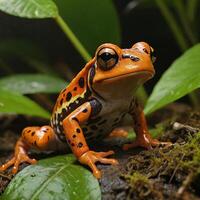 ai généré vibrant poison grenouille explorant la nature coloré amphibiens généré par ai photo