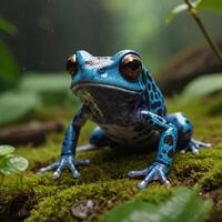 ai généré vibrant poison grenouille explorant la nature coloré amphibiens généré par ai photo