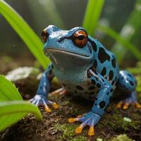 ai généré vibrant poison grenouille explorant la nature coloré amphibiens généré par ai photo