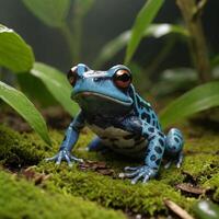 ai généré vibrant poison grenouille explorant la nature coloré amphibiens généré par ai photo