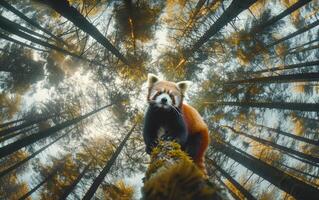 ai généré rouge Panda dans arbre photo