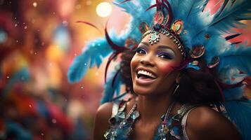 ai généré le de fête traditions de carnaval avec une parade et vibrant costumes photo