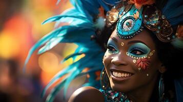 ai généré le de fête traditions de carnaval avec une parade et vibrant costumes photo