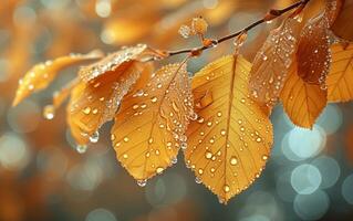 ai généré détaillé Regardez à bouleau feuilles déplacement à tomber couleurs photo