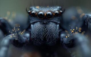 ai généré le complexe détails de araignée yeux dans macro la photographie photo