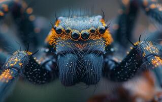 ai généré le intense regard de une araignée capturé photo