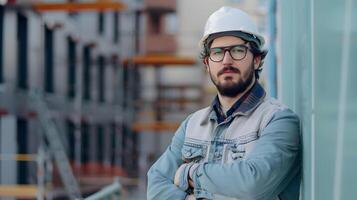 ai généré une homme, une ouvrier, une constructeur par profession, dans une uniforme et une casque. ai généré photo