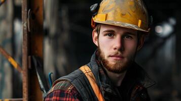 ai généré une homme, une ouvrier, une constructeur par profession, dans une uniforme et une casque. ai généré photo