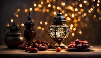 ai généré Ramadan lampe et Rendez-vous encore la vie photo