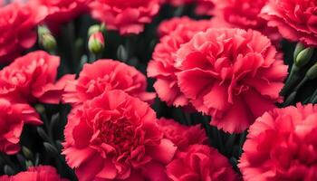 ai généré rouge œillet fleurs à le Les agriculteurs' marché photo