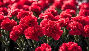 ai généré rouge œillet fleurs à le Les agriculteurs' marché photo