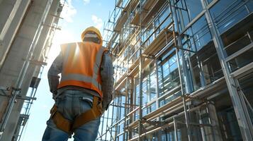 ai généré une homme, une ouvrier, une constructeur par profession, dans une uniforme et une casque. ai généré photo