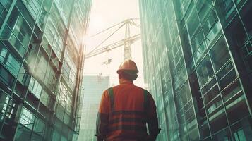 ai généré une homme, une ouvrier, une constructeur par profession, dans une uniforme et une casque. ai généré photo